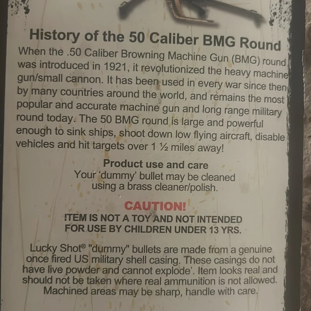 BMG Bottle opener 50 Caliber (Collectible/souvenir Heavy duty. )